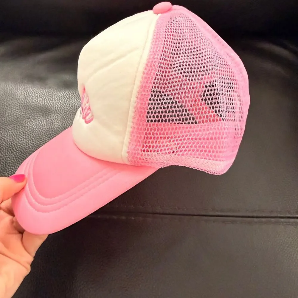 Barbie Trucker Hat Mesh Back Pink & White Adult Size New